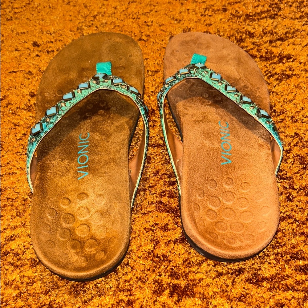Vionic Turquoise Patterned Sandals - image 2